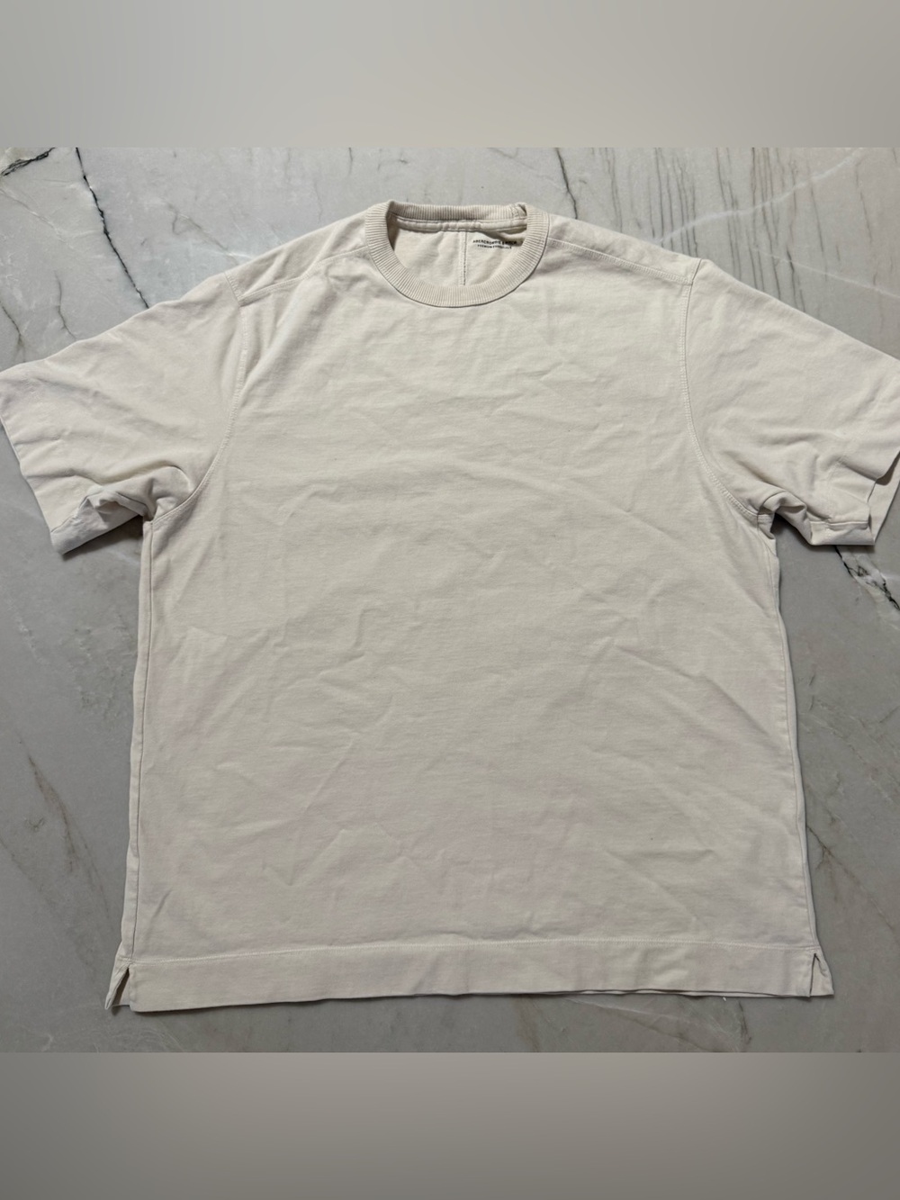 Abercrombie & Fitch Men’s Premium Essentials T Shirt Cream Sz Medium M #67  EUC
